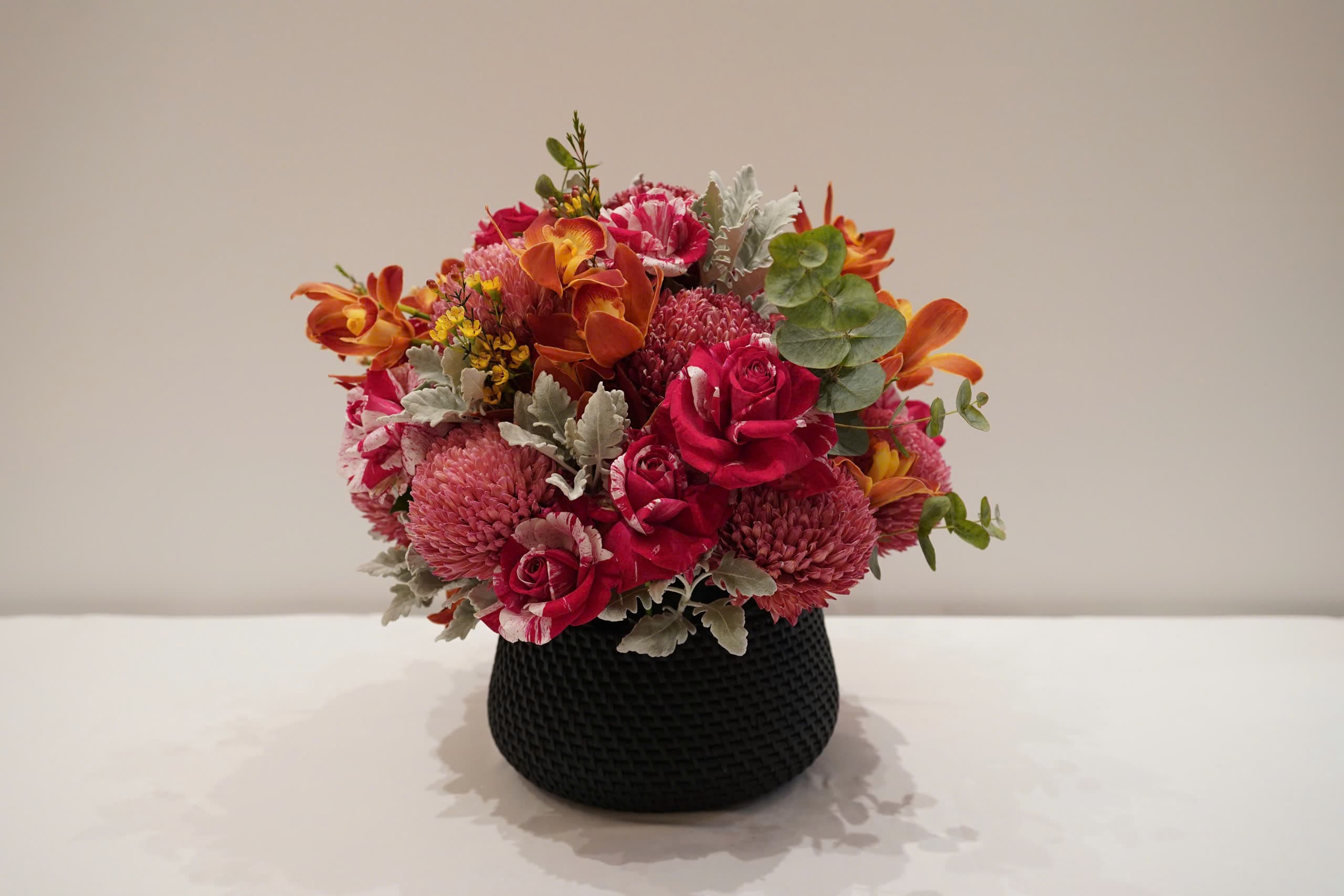 ROSE, PEONY CHRYSANTHEMUM, HYDRANGEA BASKET